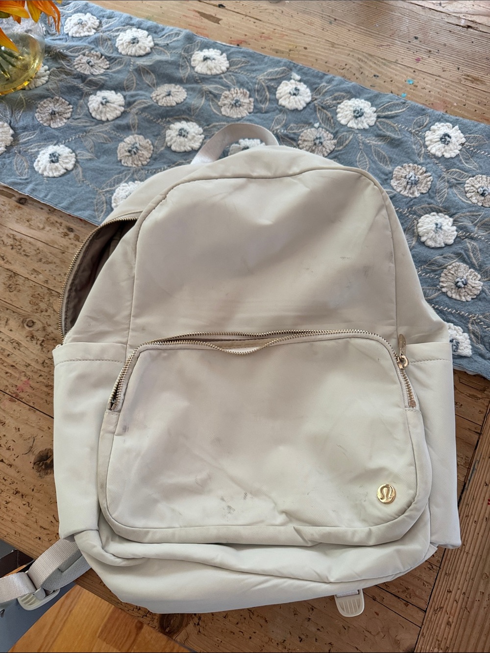 lululemon athletica Cream Backpack with Front Zip Pocket